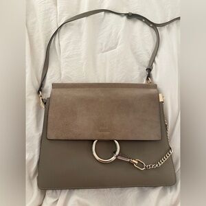 Chloe Faye Leather & Suede Gray Shoulder Bag (Originally $1950)